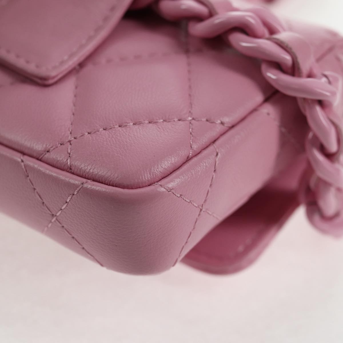 Chanel Flat CC Crossbody Bag Leather, PINK, LEATHER, Crossbody bag