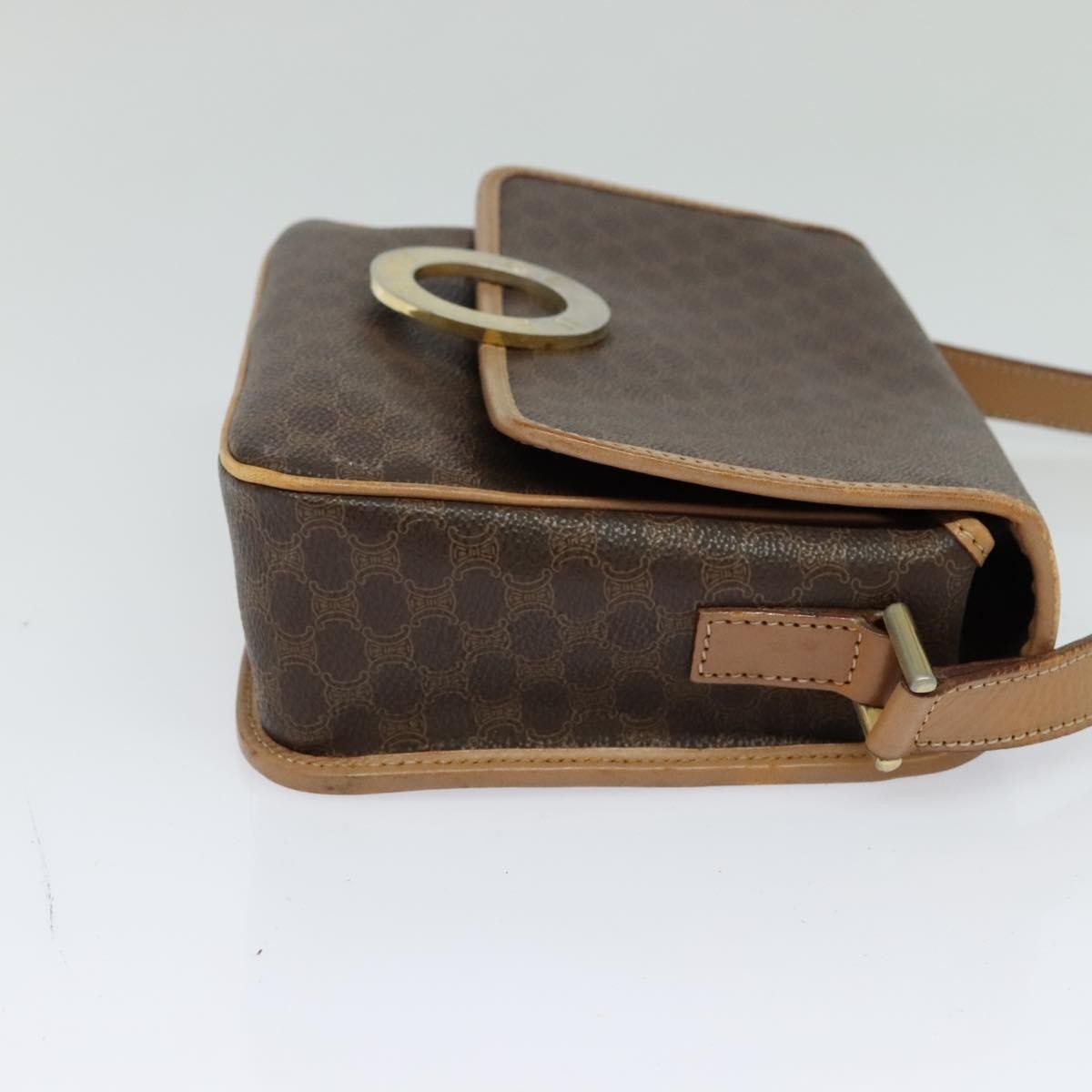 Celine Vintage Macadam Shoulder Bag Canvas and Leather, BROWN, CANVAS, Shoulder bag