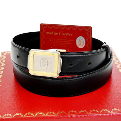 Cartier Santos Plaque Reversible Belt Leather, Black, Leather, Belt