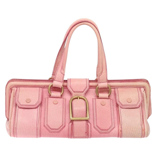 Celine Ella Satchel Leather, PINK, LEATHER, Handbag