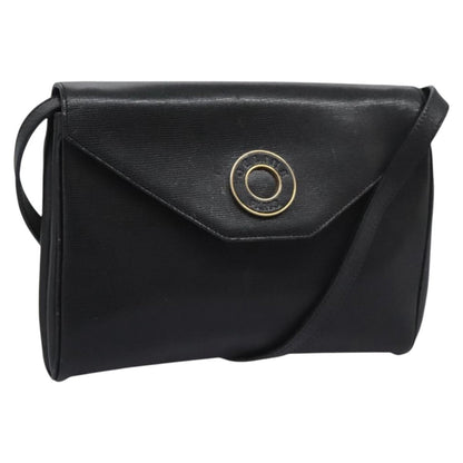 Celine Vintage Circle Logo Crossbody Bag Leather, BLACK, LEATHER, Crossbody bag