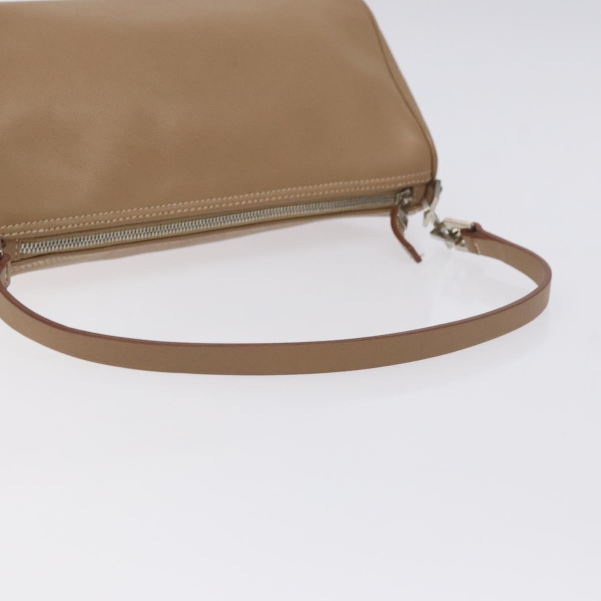 Salvatore Ferragamo Vintage Gancini Pochette Leather, BEIGE, LEATHER, Clutche & pouche