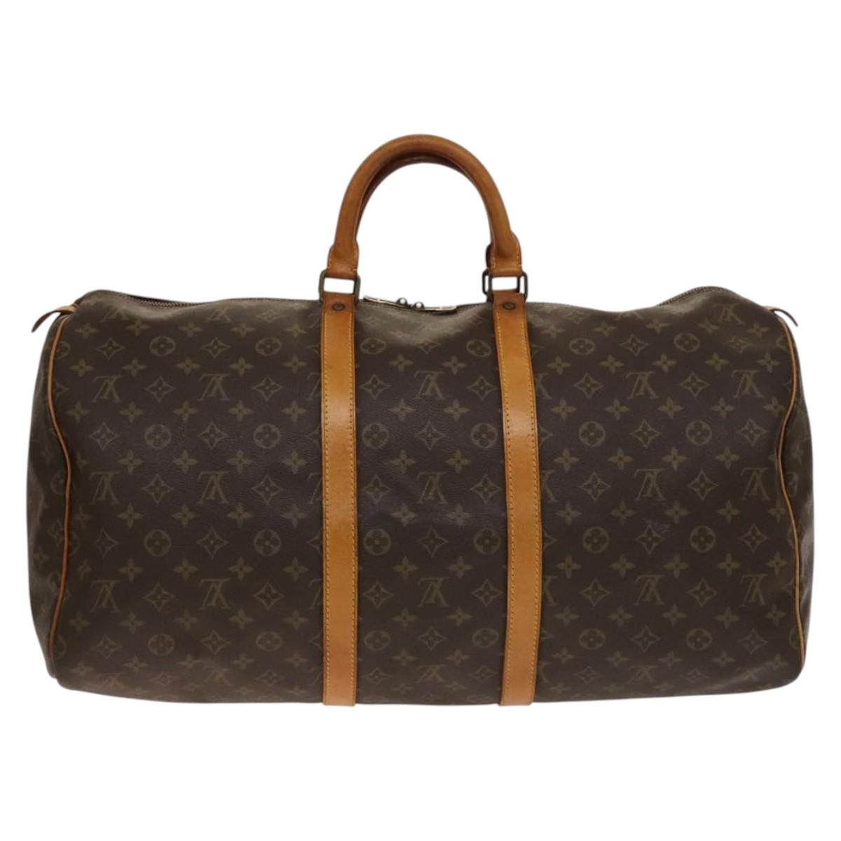 Louis Vuitton Keepall Bag Monogram Canvas, BROWN, CANVAS, Travel bag