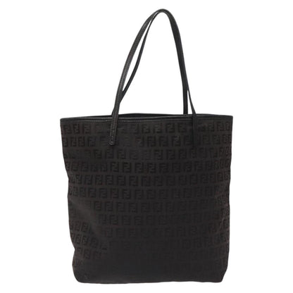 Fendi Shopping Tote Zucchino Canvas, BLACK, CANVAS, Tote bag
