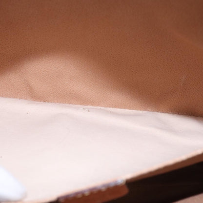 Celine Vintage Macadam Shoulder Bag Leather, BROWN, PVC,Leather,Canvas, Shoulder bag