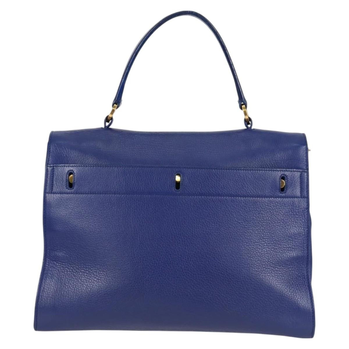 Saint Laurent Muse Two Bag Leather with Canvas, BLUE, LEATHER, Handbag