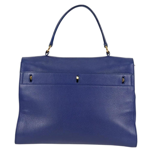 Saint Laurent Muse Two Bag Leather with Canvas, BLUE, LEATHER, Handbag