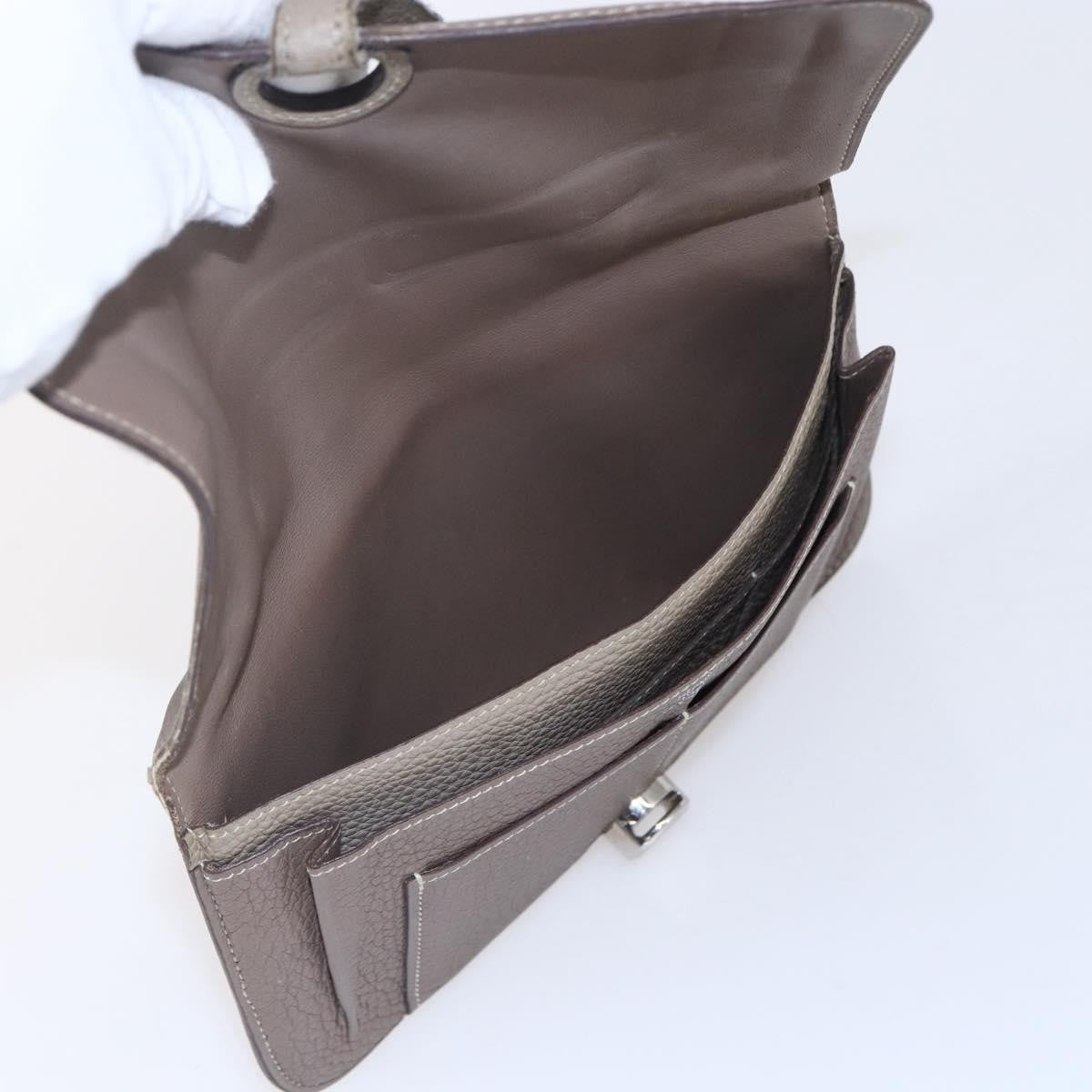 Hermes Dogon Duo Combined Wallet Leather, GRAY, LEATHER, Wallets