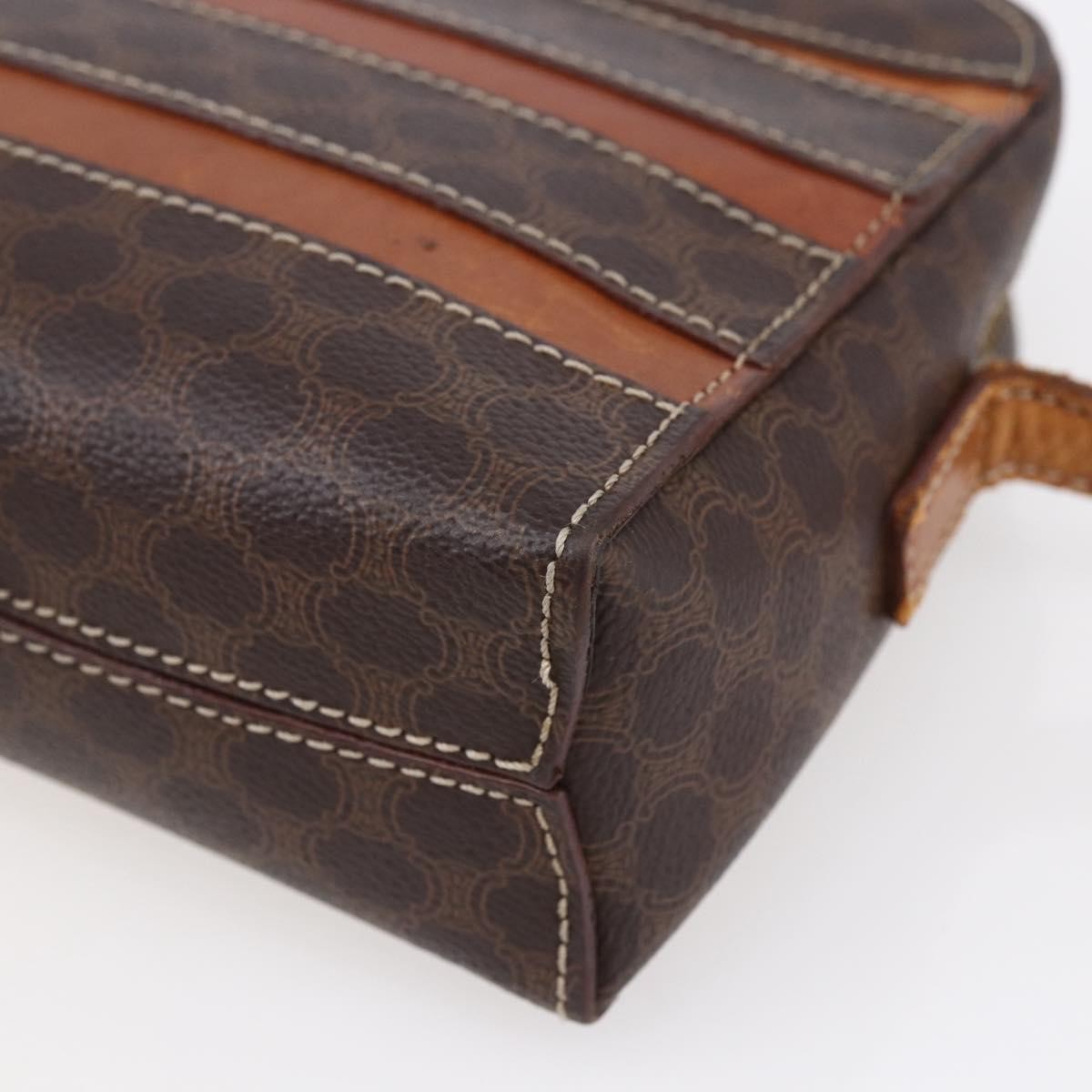 Celine Vintage Macadam Shoulder Bag Canvas and Leather, BROWN, CANVAS, Shoulder bag