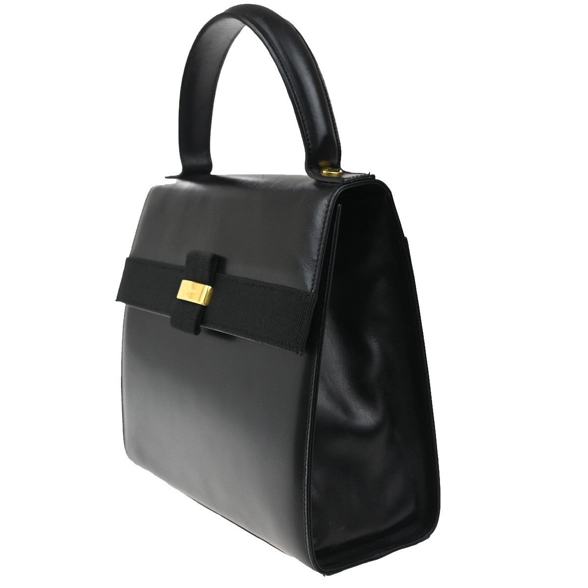 Salvatore Ferragamo Vala Handbag Leather, BLACK, LEATHER, Handbag