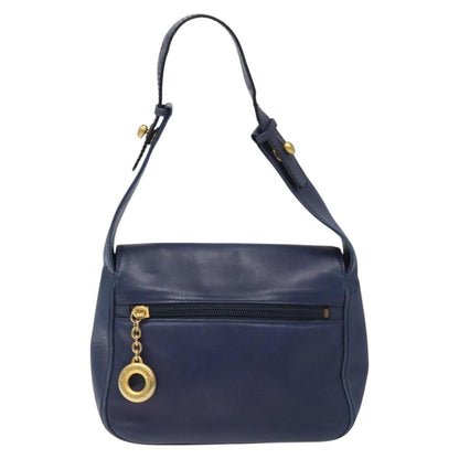 Celine Vintage Circle Logo Crossbody Bag Leather, BLUE, LEATHER, Crossbody bag