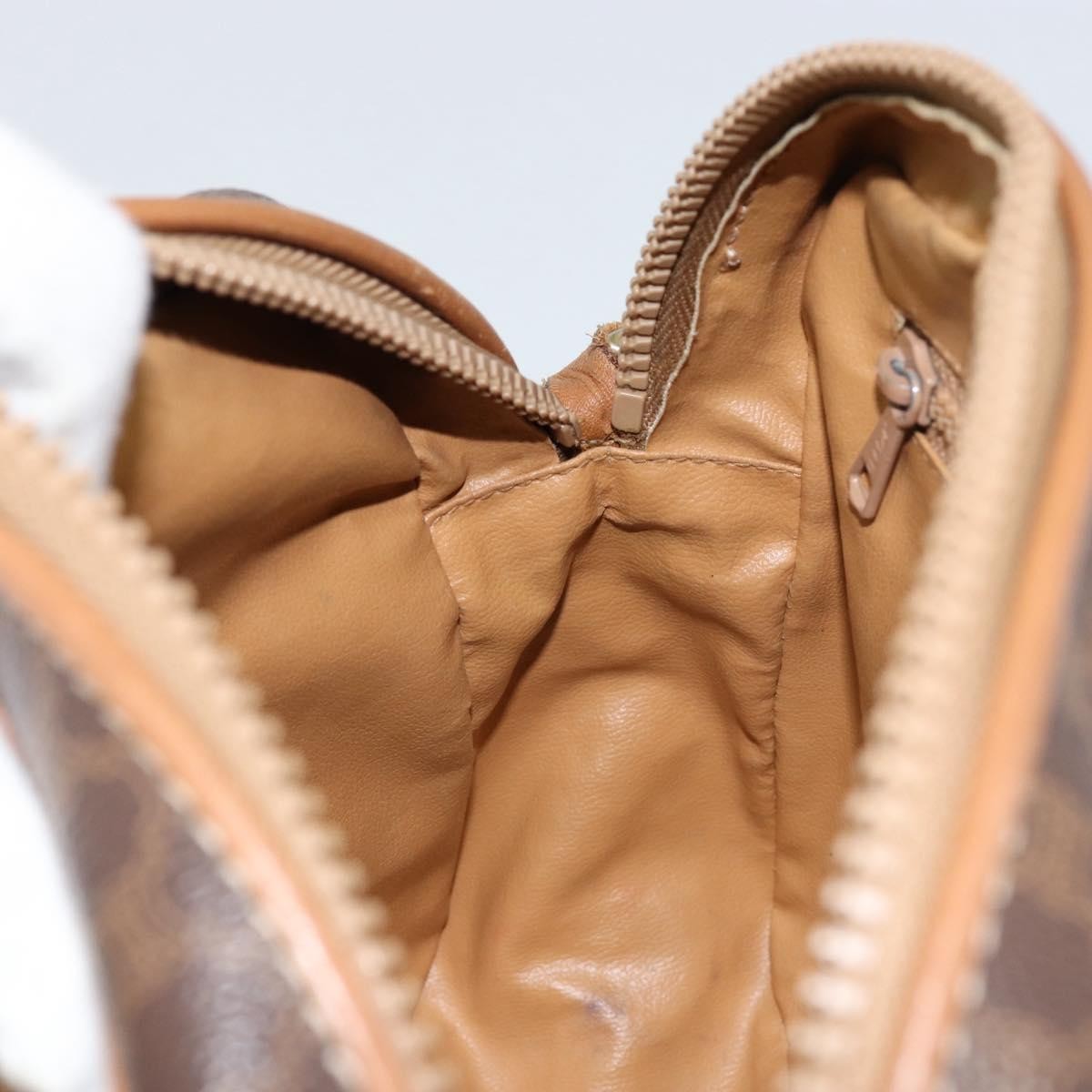 Celine Vintage Macadam Shoulder Bag Canvas and Leather, BROWN, CANVAS, Shoulder bag