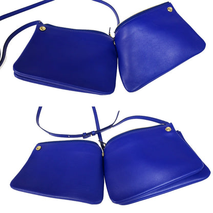 Celine Trio Crossbody Bag Leather, BLUE, LEATHER, Crossbody bag