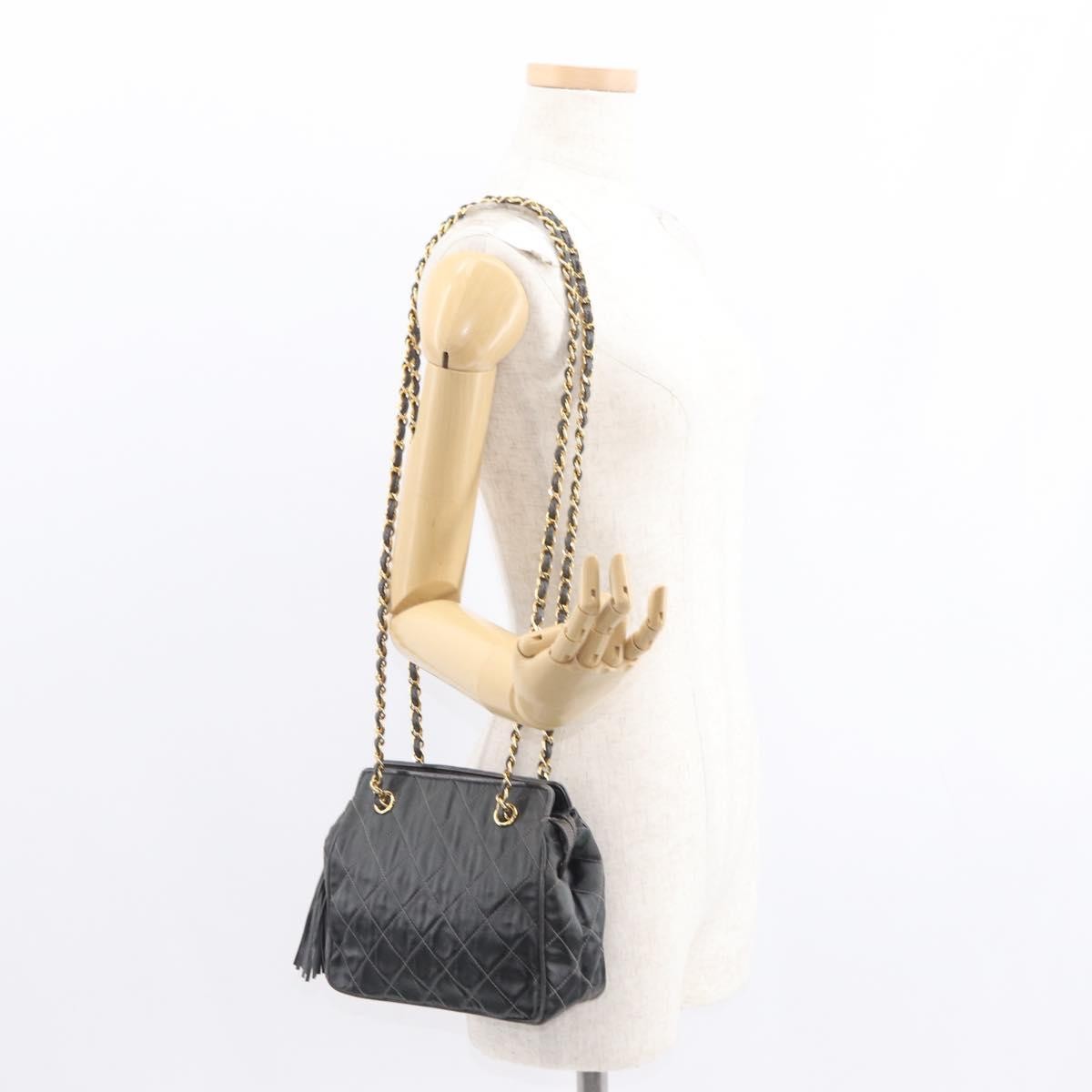 Chanel Vintage Shoulder Bag Satin, GRAY, SATIN, Shoulder bag