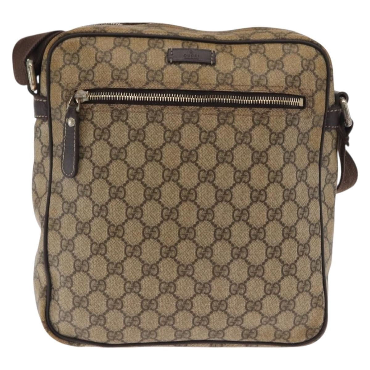 Gucci Front Zip Messenger GG Coated Canvas, BEIGE, CANVAS, Shoulder bag