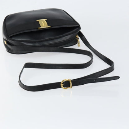 Salvatore Ferragamo Vala Shoulder Bag Leather, BLACK, LEATHER, Shoulder bag