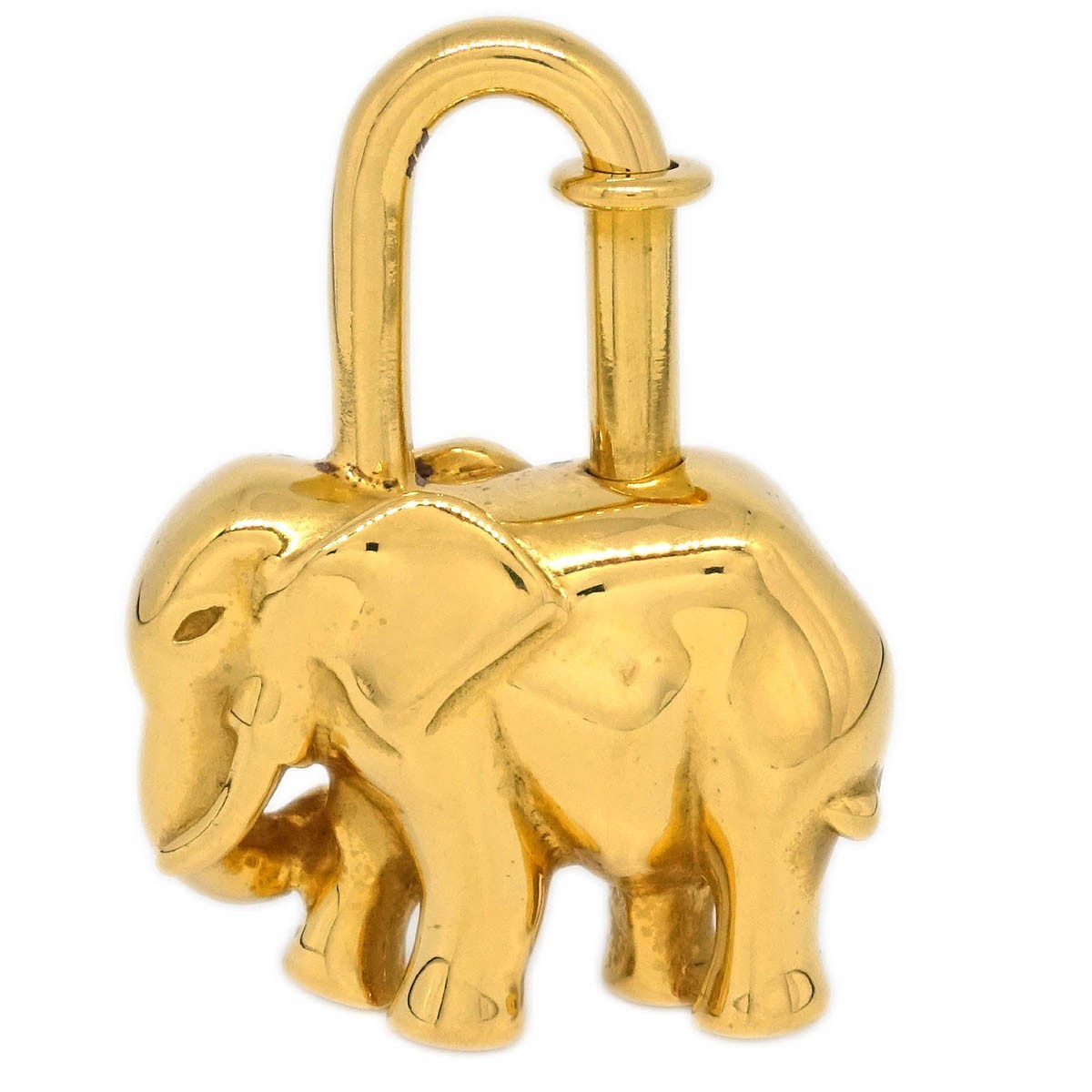 Hermes Elephant Cadena Lock Charm Metal, GOLD, GOLD_PLATED, Charms and Keychains