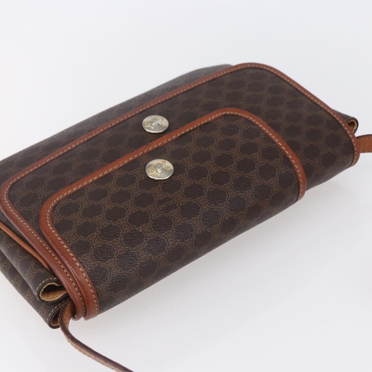 Celine Vintage Macadam Shoulder Bag Canvas and Leather, BROWN, CANVAS, Shoulder bag