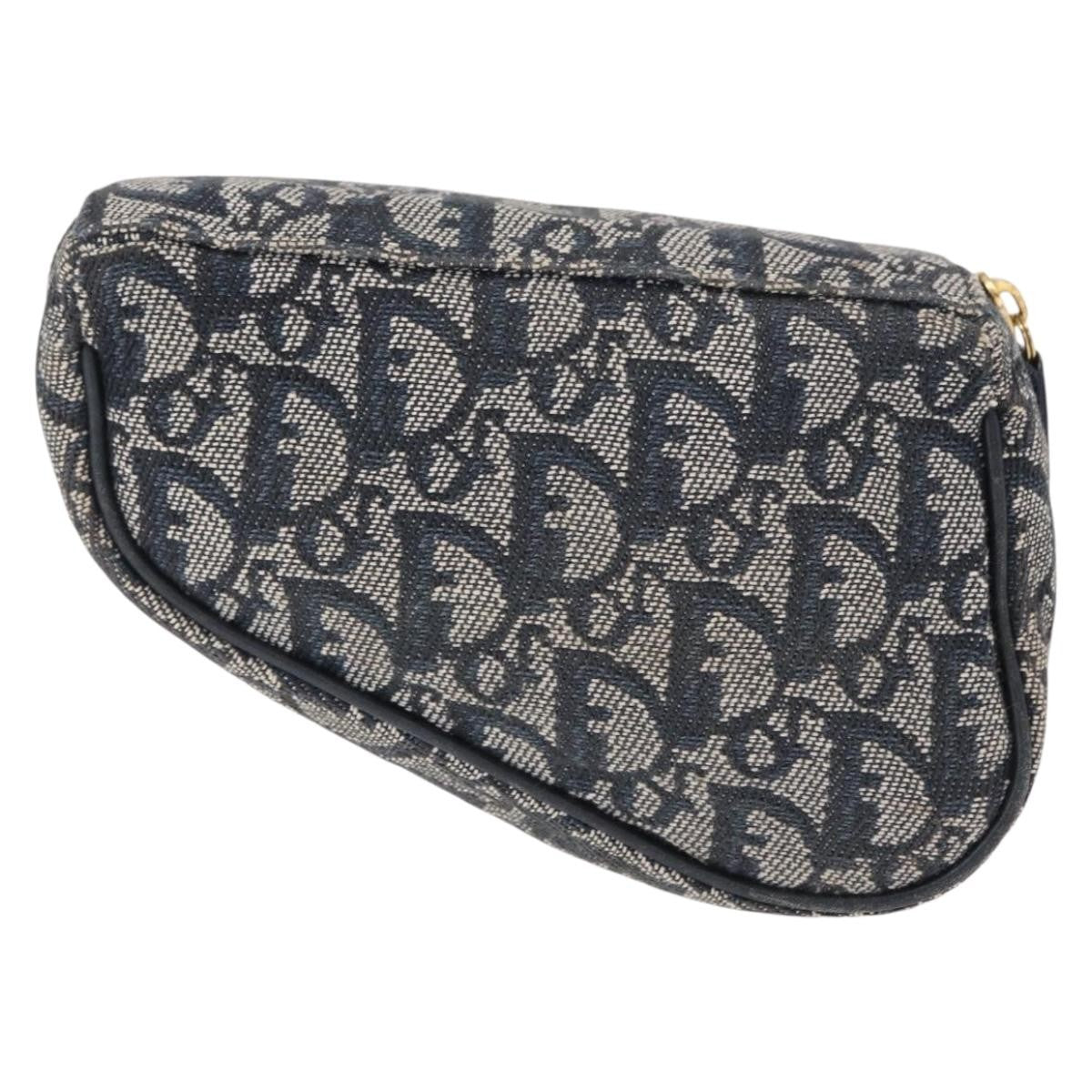 Christian Dior Saddle Zip Pouch Diorissimo Canvas, NAVY, CANVAS, Clutche & pouche