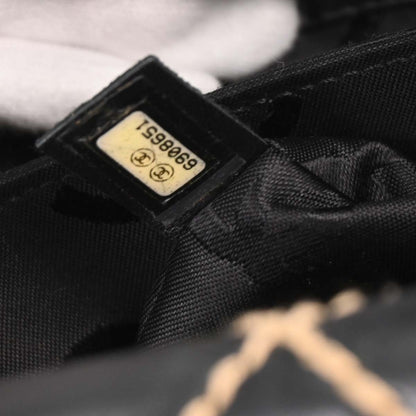 Chanel Surpique Compartment Tote Quilted Leather, BLACK, CALFSKIN, Handbag