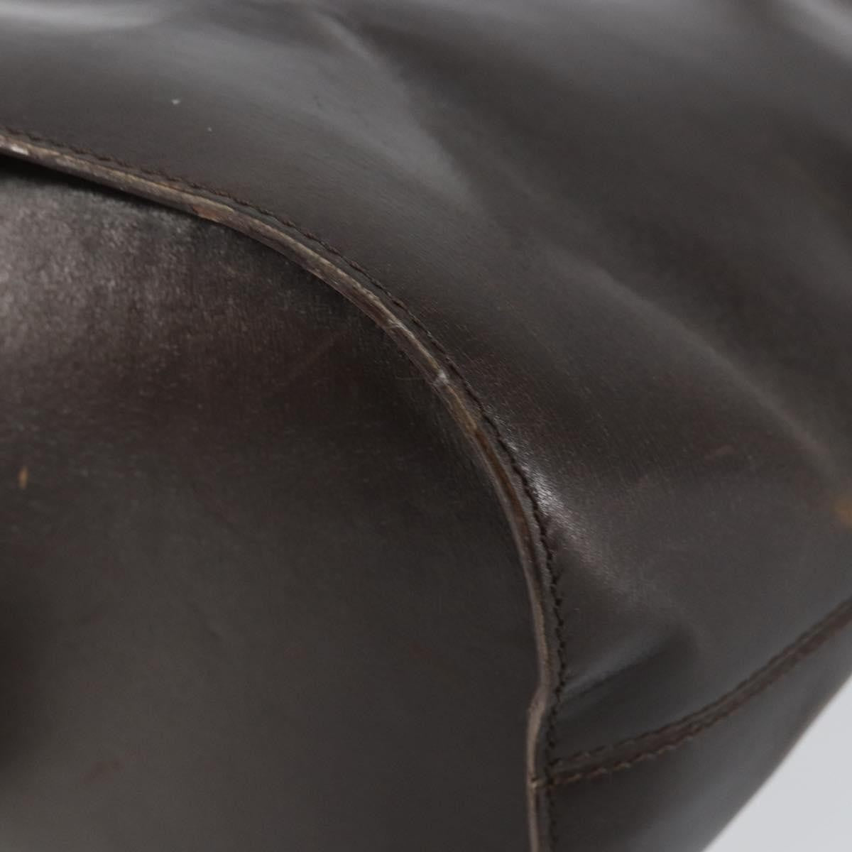 Celine Circle logo Leather, BROWN, LEATHER, Shoulder bag