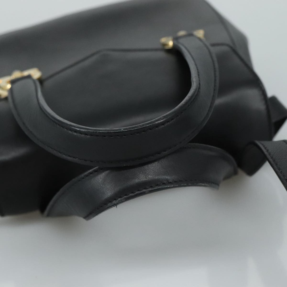 Salvatore Ferragamo Gancini handbag Leather, BLACK, LEATHER, Handbag