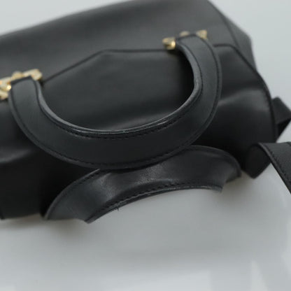 Salvatore Ferragamo Gancini handbag Leather, BLACK, LEATHER, Handbag