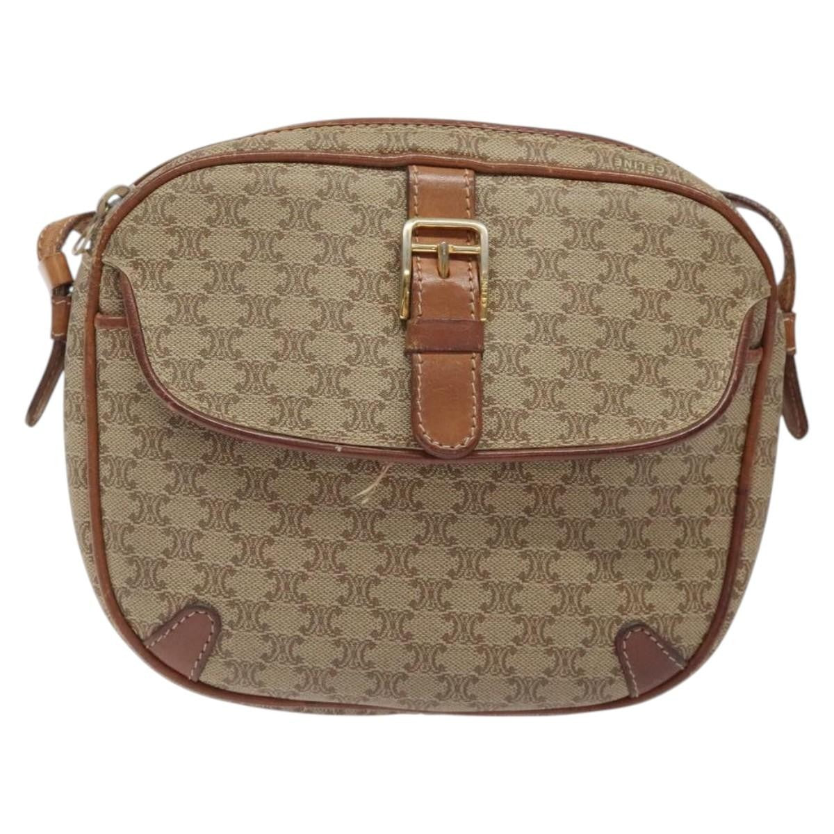 Celine Macadam Shoulder Bag PVC Leather, BEIGE, CANVAS, Shoulder bag