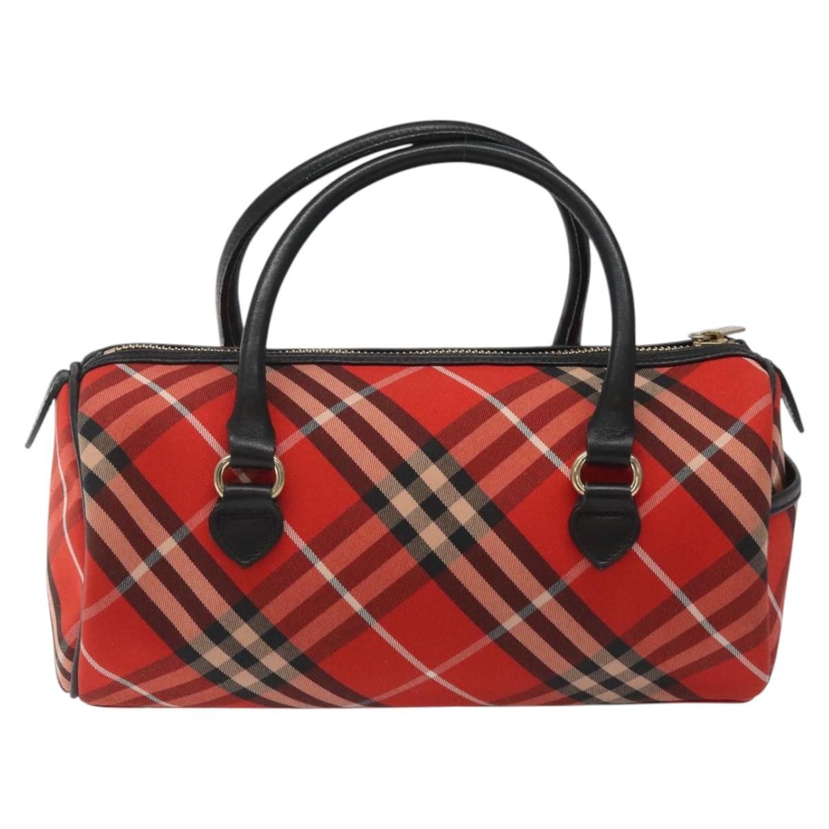 Burberry Blue Label Checked Bowling Nylon, RED, NYLON, Travel bag