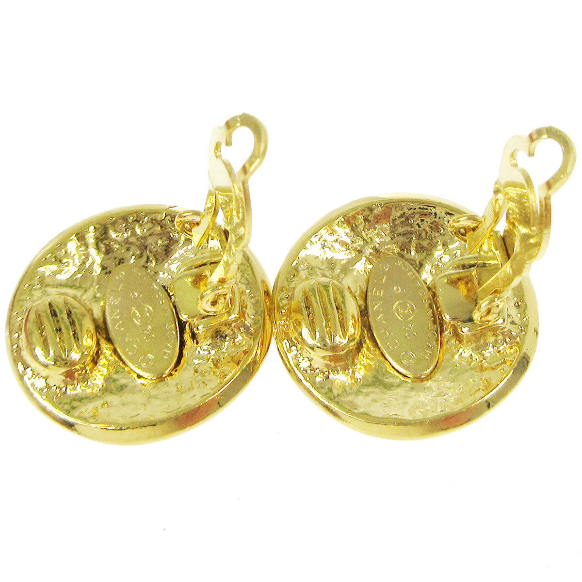 Chanel Vintage Round CC Clip-On Earrings Metal, GOLD, GOLD_PLATED, Earrings