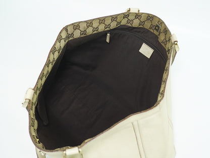 Gucci Abbey Leather with Gold hardware, ECRU, LEATHER, Tote bag