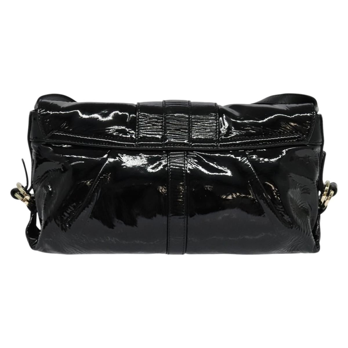 Bvlgari Chandra Flap Shoulder Bag Enamel, BLACK, PATENT_LEATHER, Shoulder bag