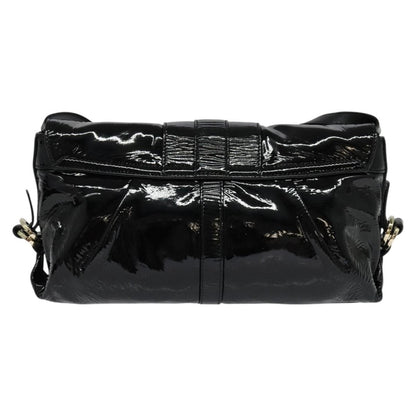 Bvlgari Chandra Flap Shoulder Bag Enamel, BLACK, PATENT_LEATHER, Shoulder bag