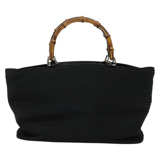 Gucci Vintage Bamboo Handle Bag Canvas, BLACK, CANVAS, Handbag