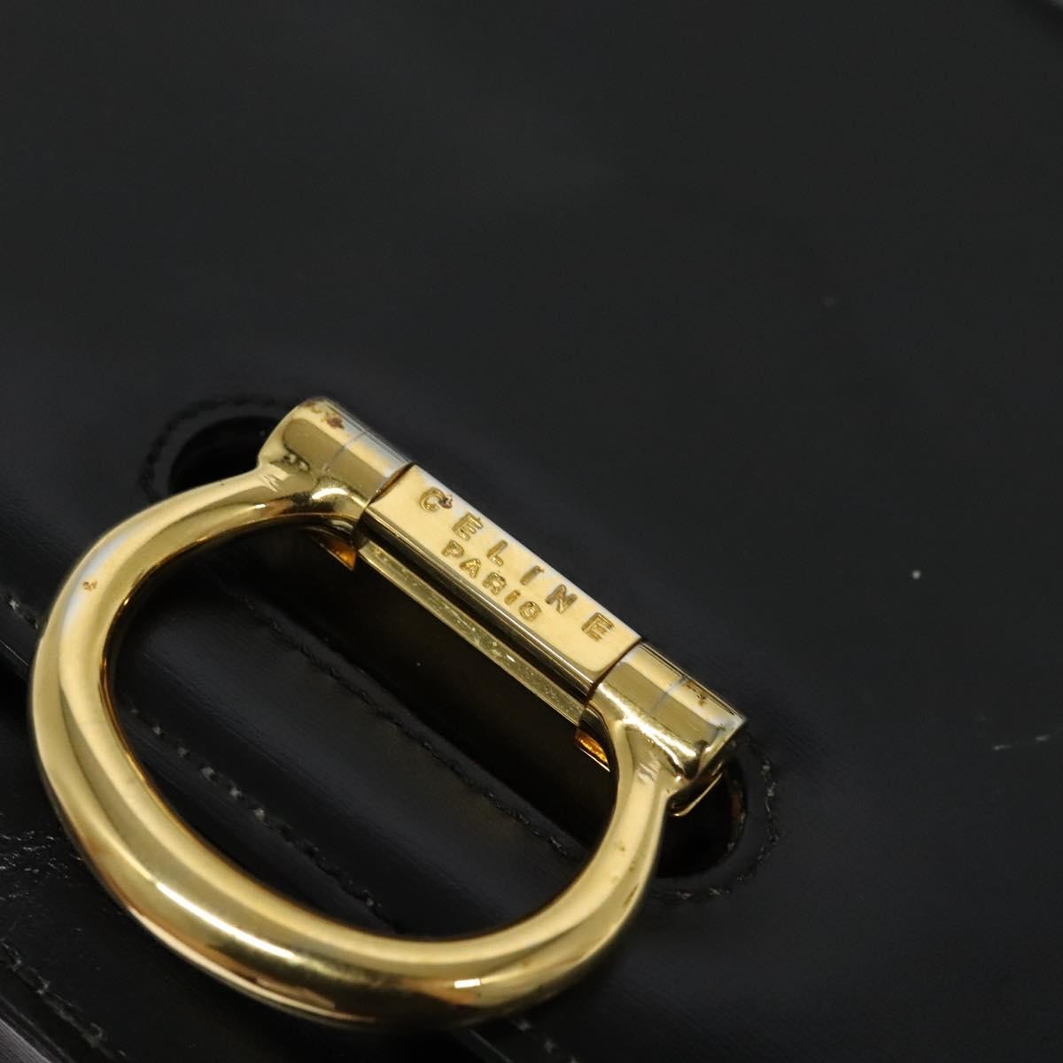 Celine Flap Shoulder Bag Leather, BLACK, LEATHER, Shoulder bag