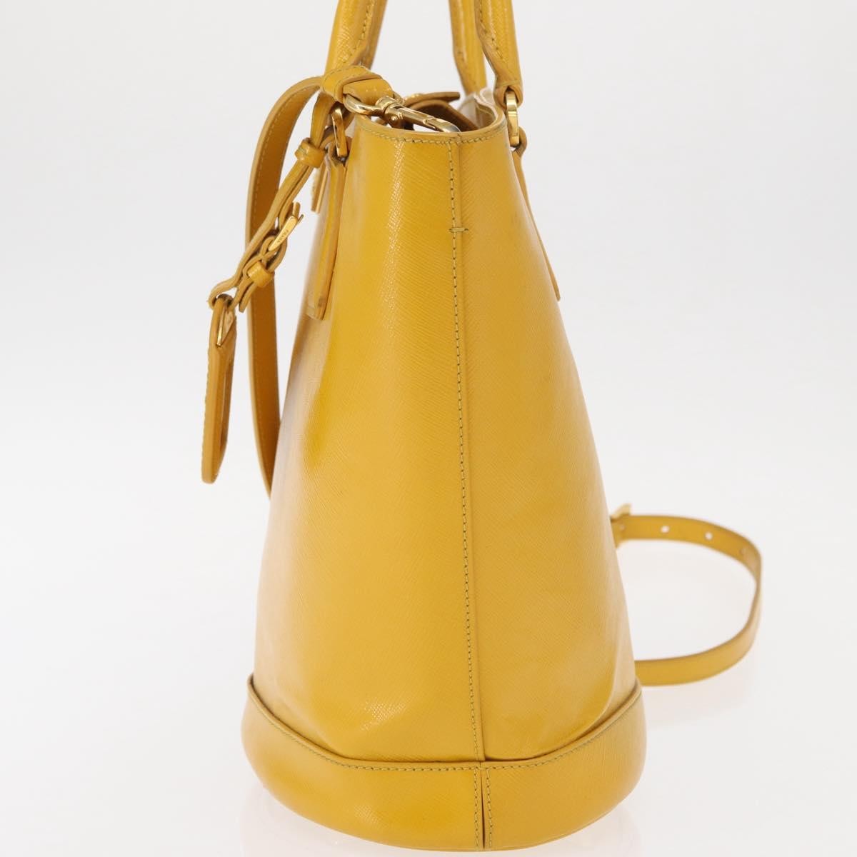Prada Lux Convertible Bucket Tote Saffiano Leather, YELLOW, LEATHER, Handbag