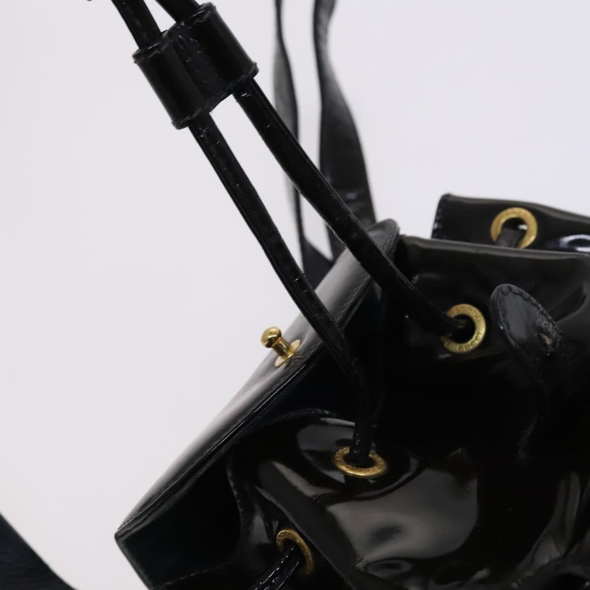 Gucci Vintage Bamboo Backpack Patent, Black, Patent Leather, Backpack