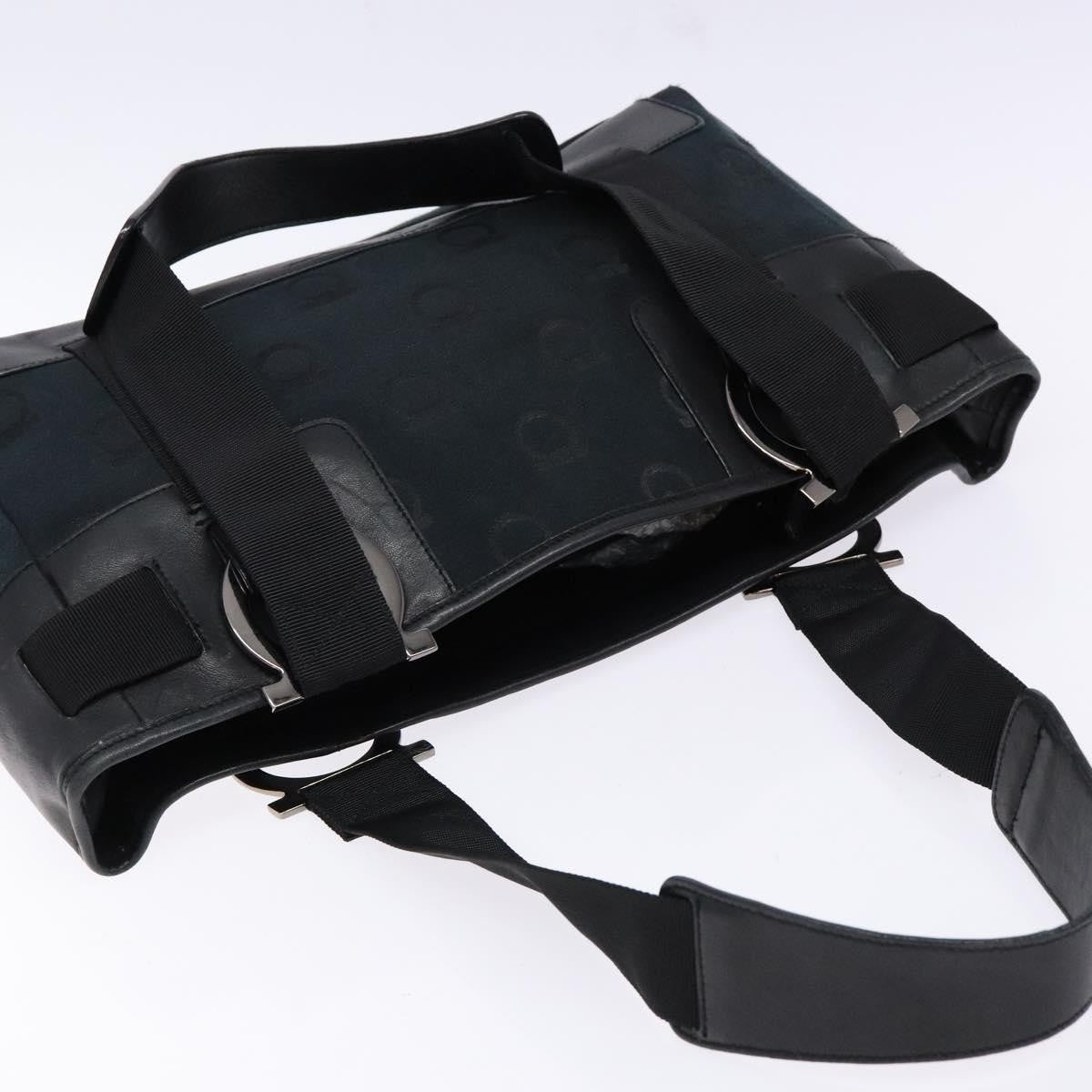 Salvatore Ferragamo Gancini Tote Canvas, BLACK, CANVAS, Tote bag