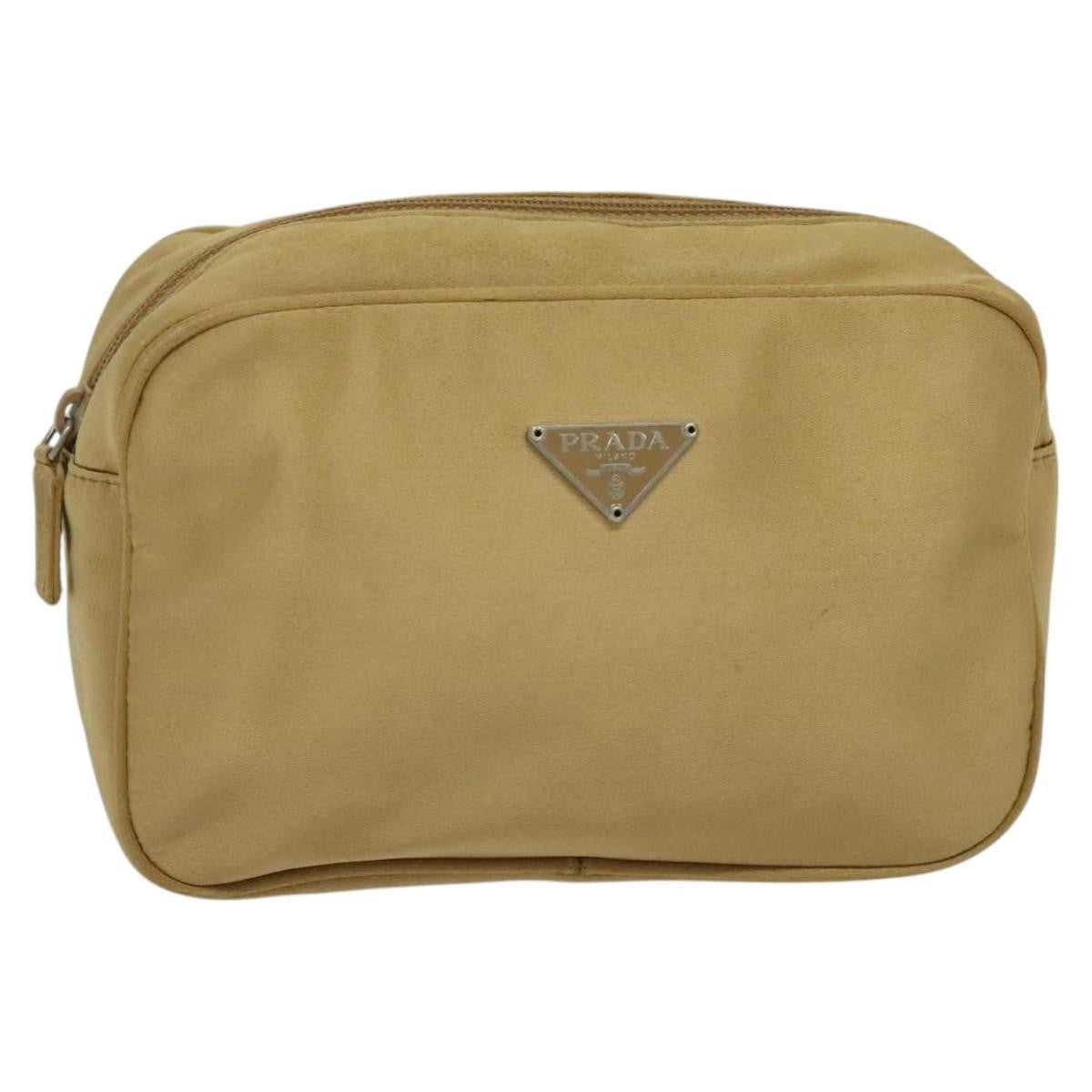 Prada Zip Around Toiletry Bag Silk, BEIGE, SATIN, Clutche & pouche