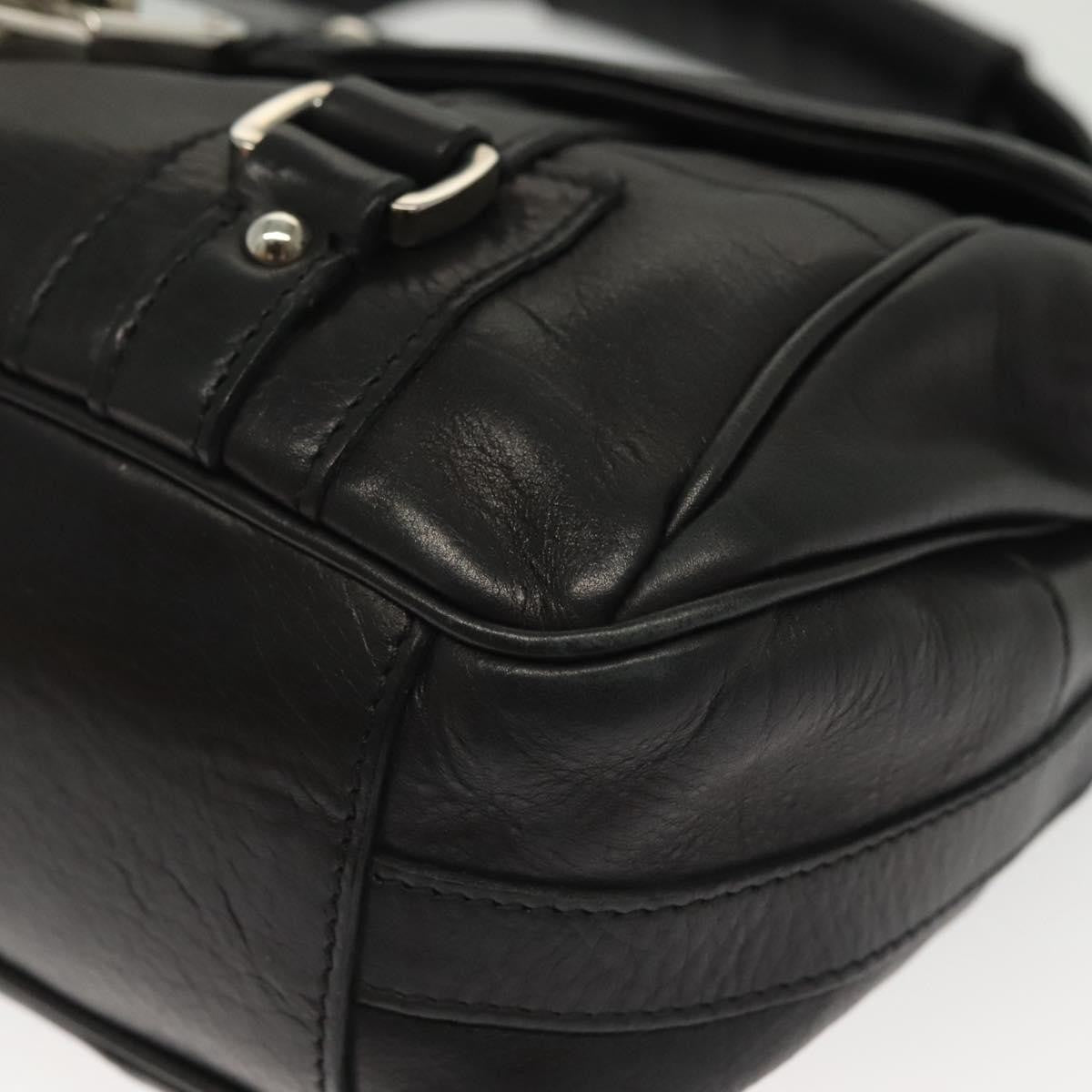 Salvatore Ferragamo Gancini handbag Leather, BLACK, LEATHER, Handbag