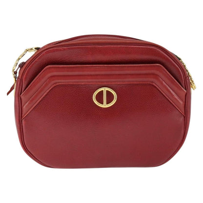 Christian Dior Vintage Shoulder Bag Leather, RED, LEATHER, Shoulder bag