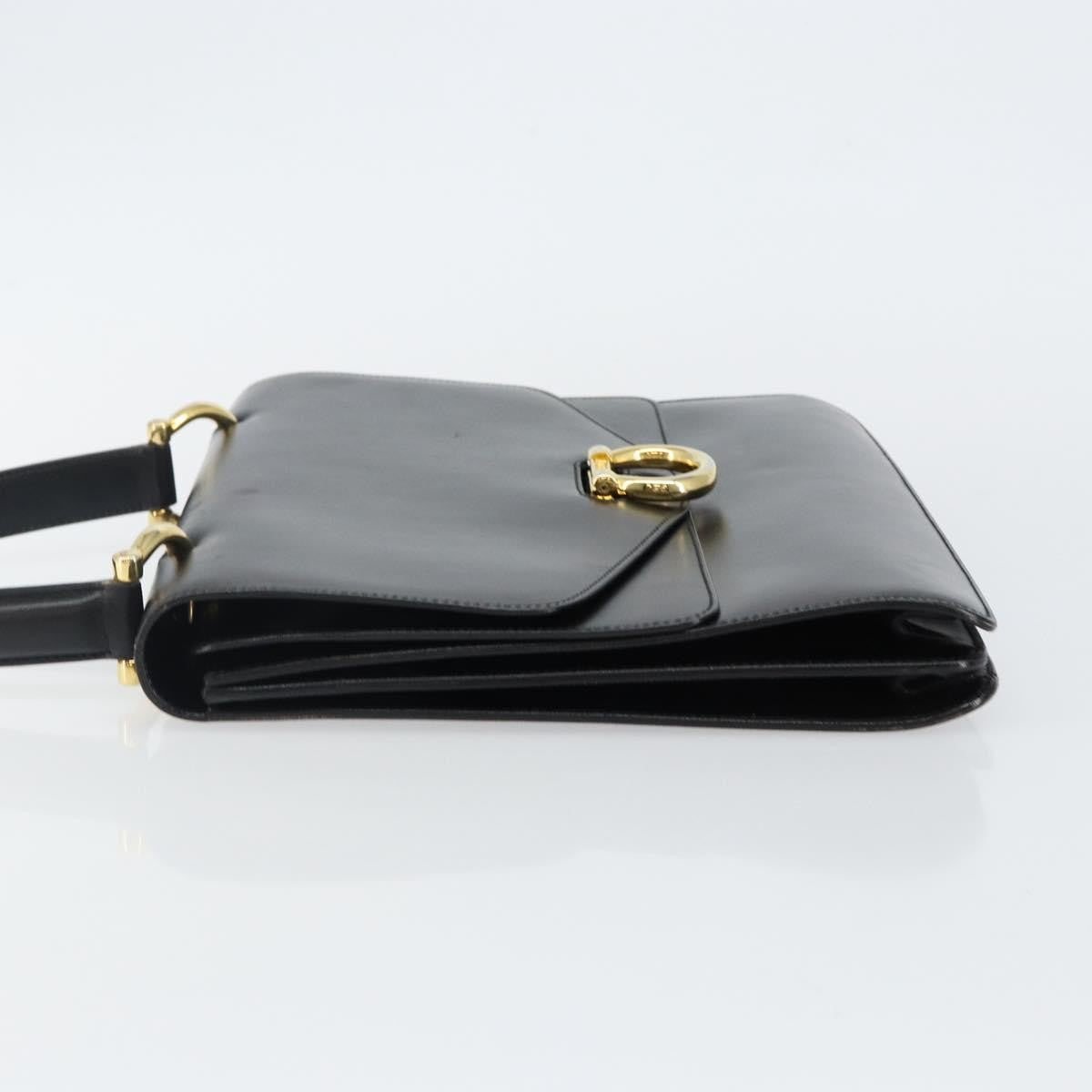 Celine Vintage Top Handle Bag Glazed Leather, BLACK, LEATHER, Handbag
