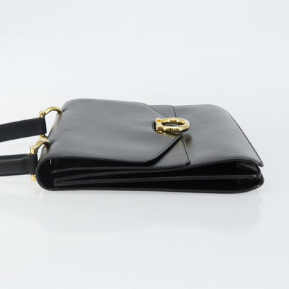 Celine Vintage Top Handle Bag Glazed Leather, BLACK, LEATHER, Handbag