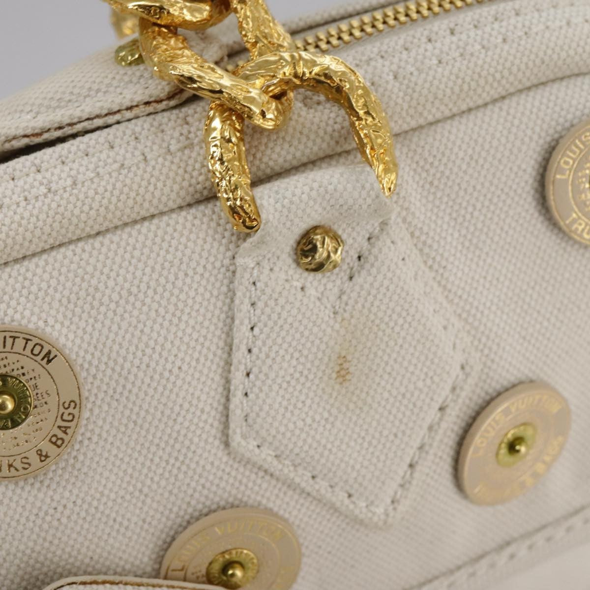 Louis Vuitton Polka Dot Panama Bowly Handbag Embellished Canvas, WHITE, CANVAS, Handbag