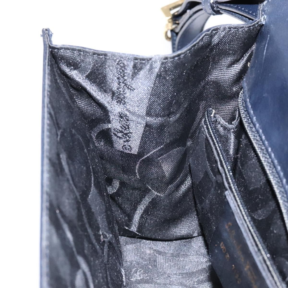 Salvatore Ferragamo Gancini Shoulder Bag Leather, NAVY, LEATHER, Shoulder bag