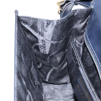 Salvatore Ferragamo Gancini Shoulder Bag Leather, NAVY, LEATHER, Shoulder bag