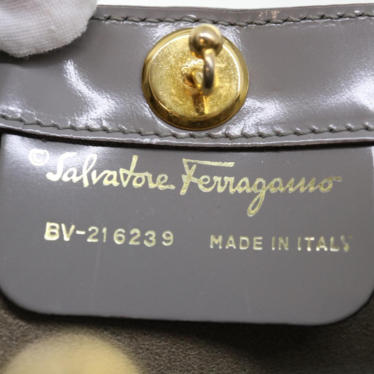 Salvatore Ferragamo Shopper Tote Patent Leather, GRAY, PATENT_LEATHER, Tote bag