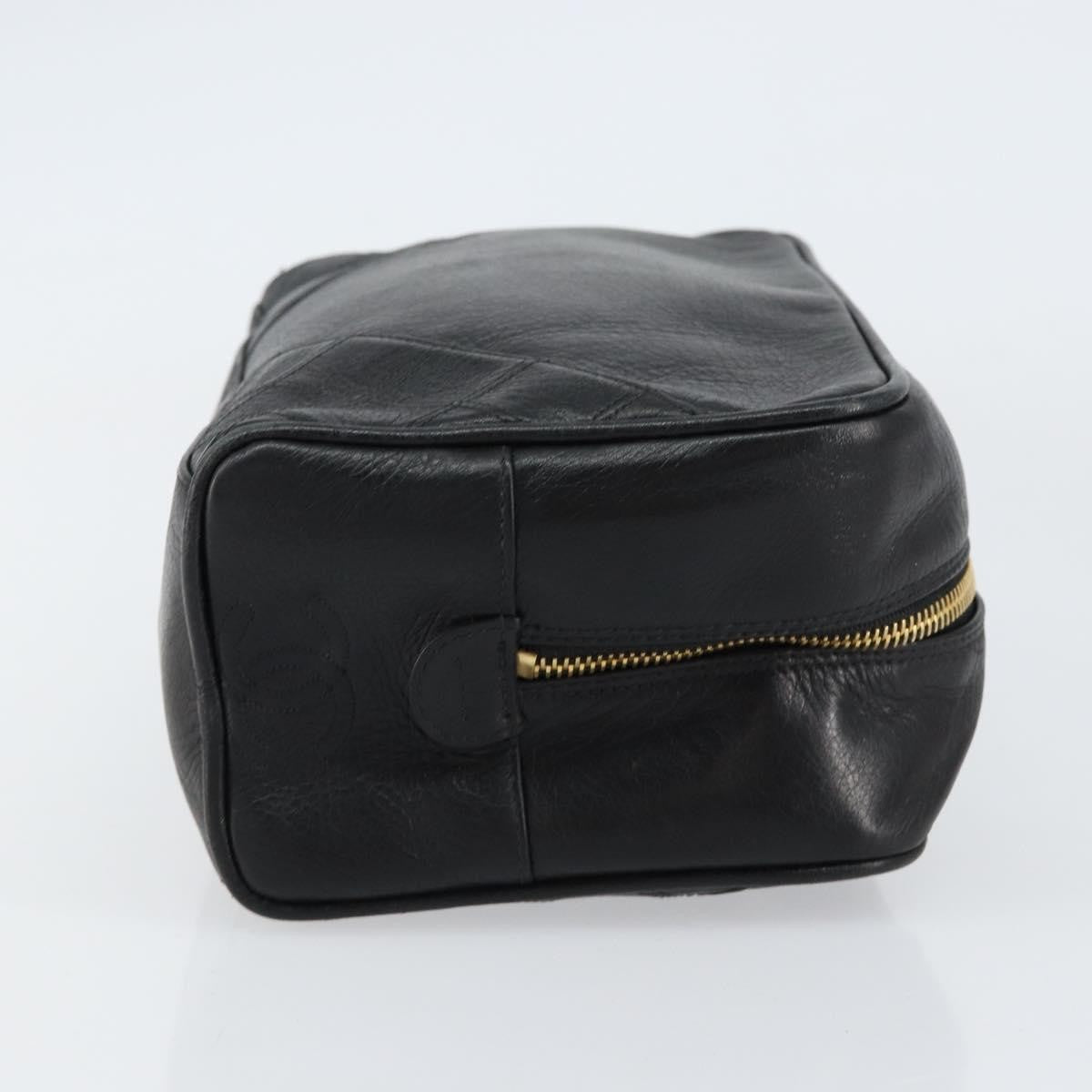 Chanel Vintage Toiletry Pouch Lambskin, BLACK, LEATHER, Clutche & pouche