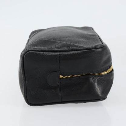 Chanel Vintage Toiletry Pouch Lambskin, BLACK, LEATHER, Clutche & pouche