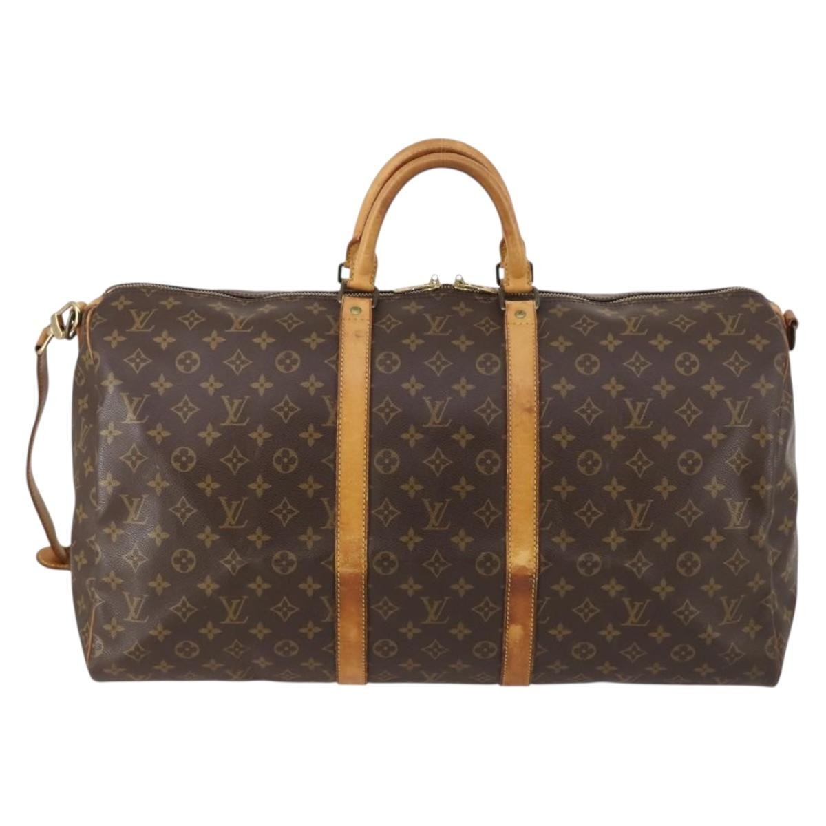 Louis Vuitton Keepall Bandouliere Bag Monogram Canvas, BROWN, CANVAS, Travel bag